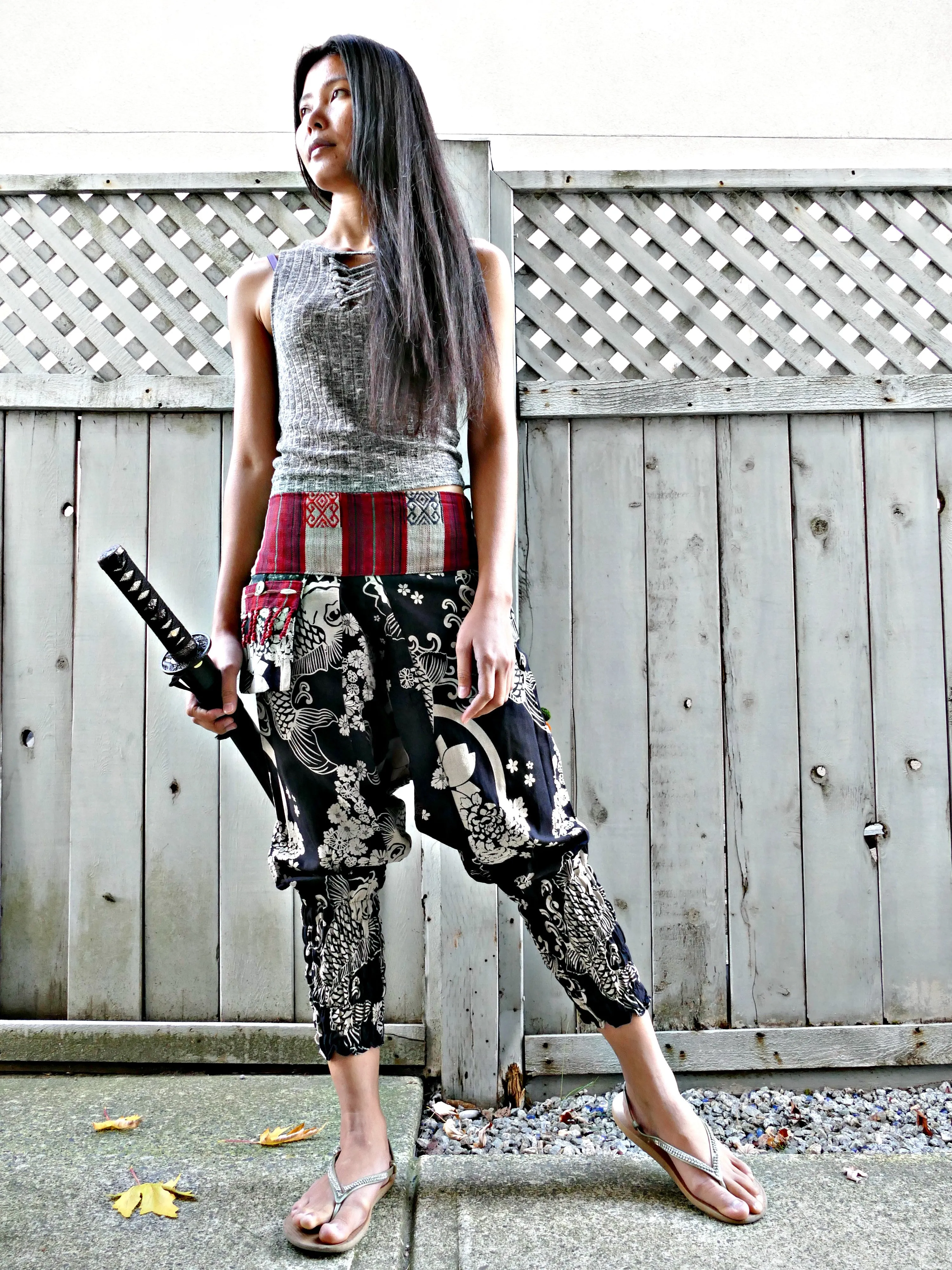 Cute Anime Koi (BLACK) Ninja Pants