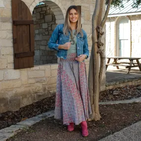 Dolma Wide Leg Printed Pants Pink/Green