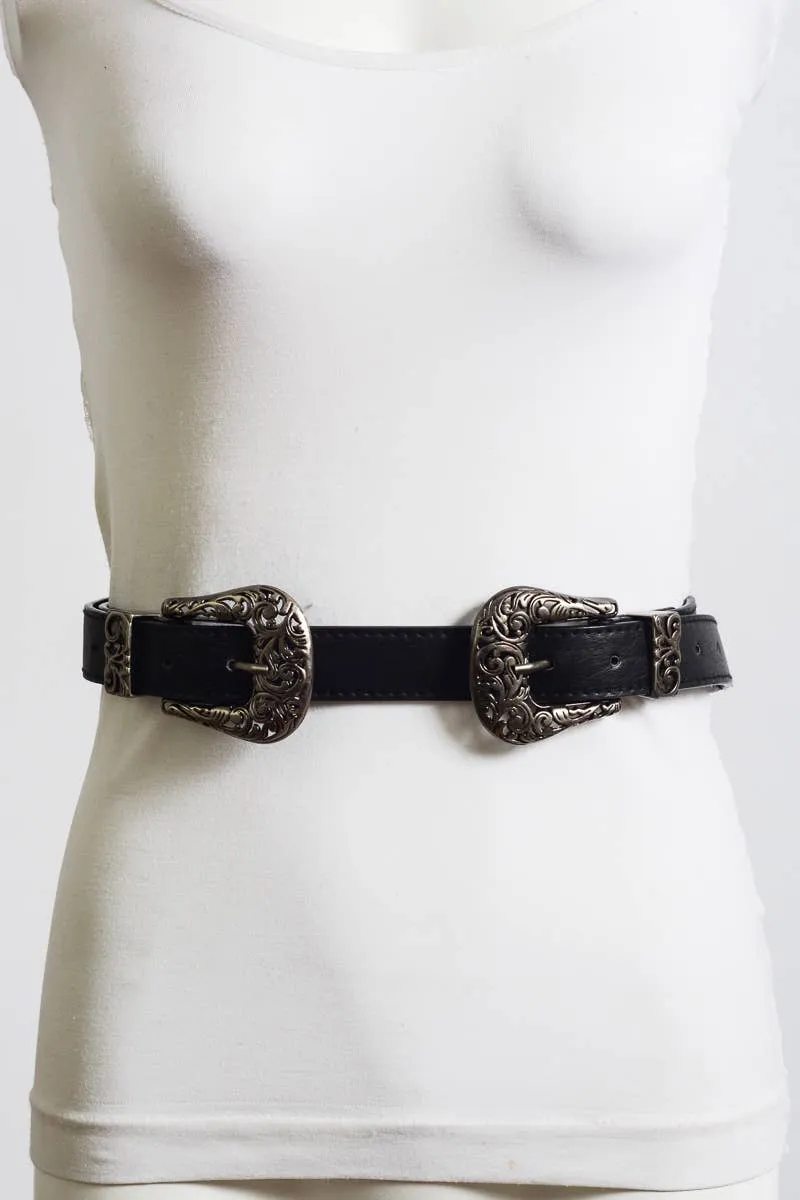 Dual Buckle Western Style Belt