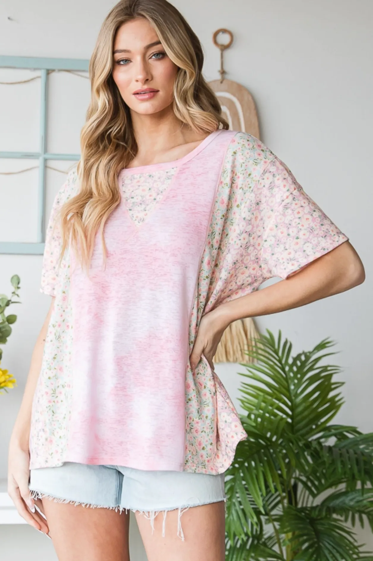 Easter Western Pastel Color Block Top