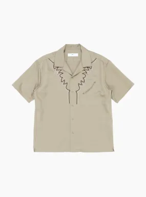 Embroidered Western Shirt Beige