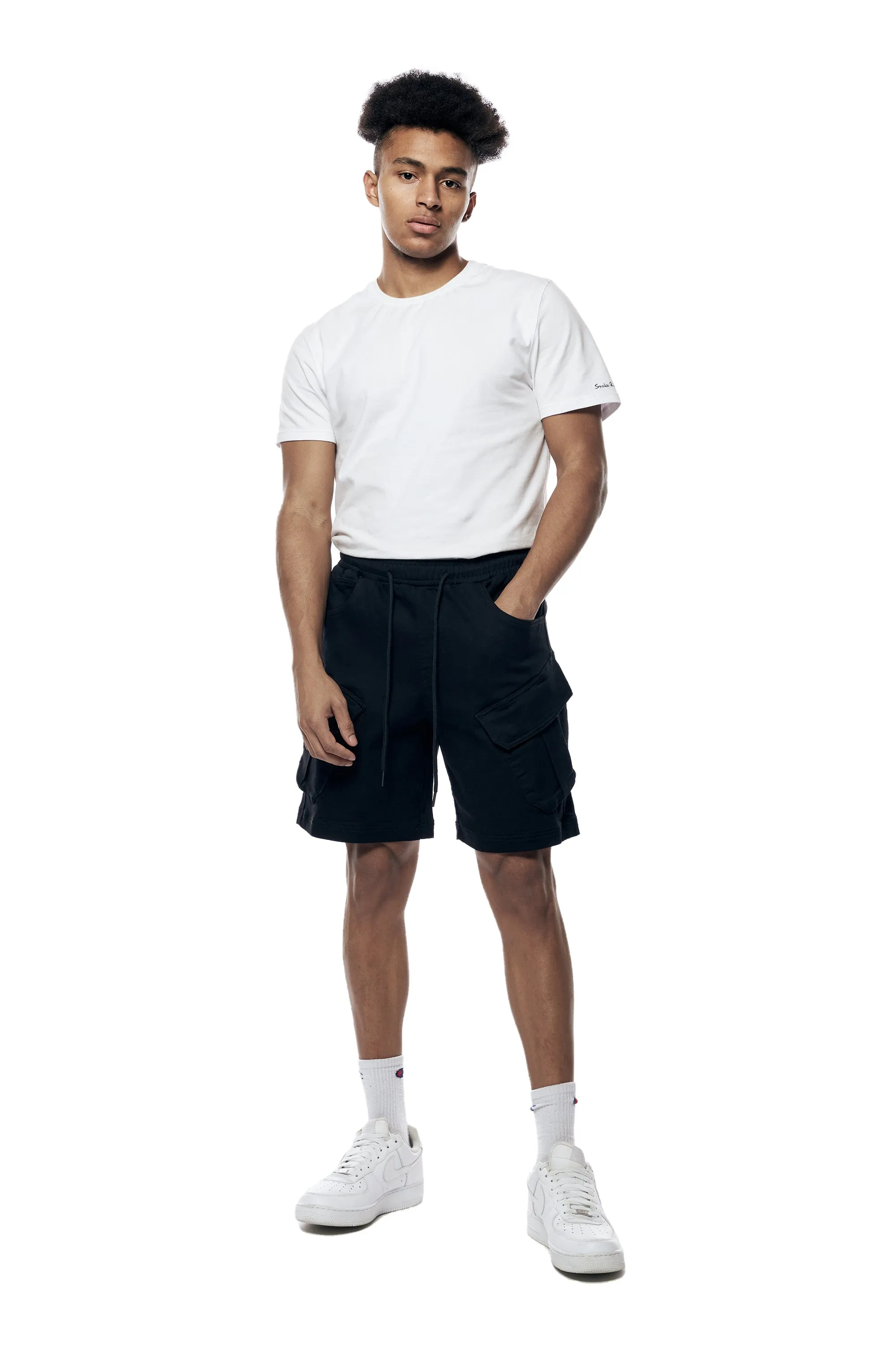 Essential Knit Twill Cargo Shorts - Black