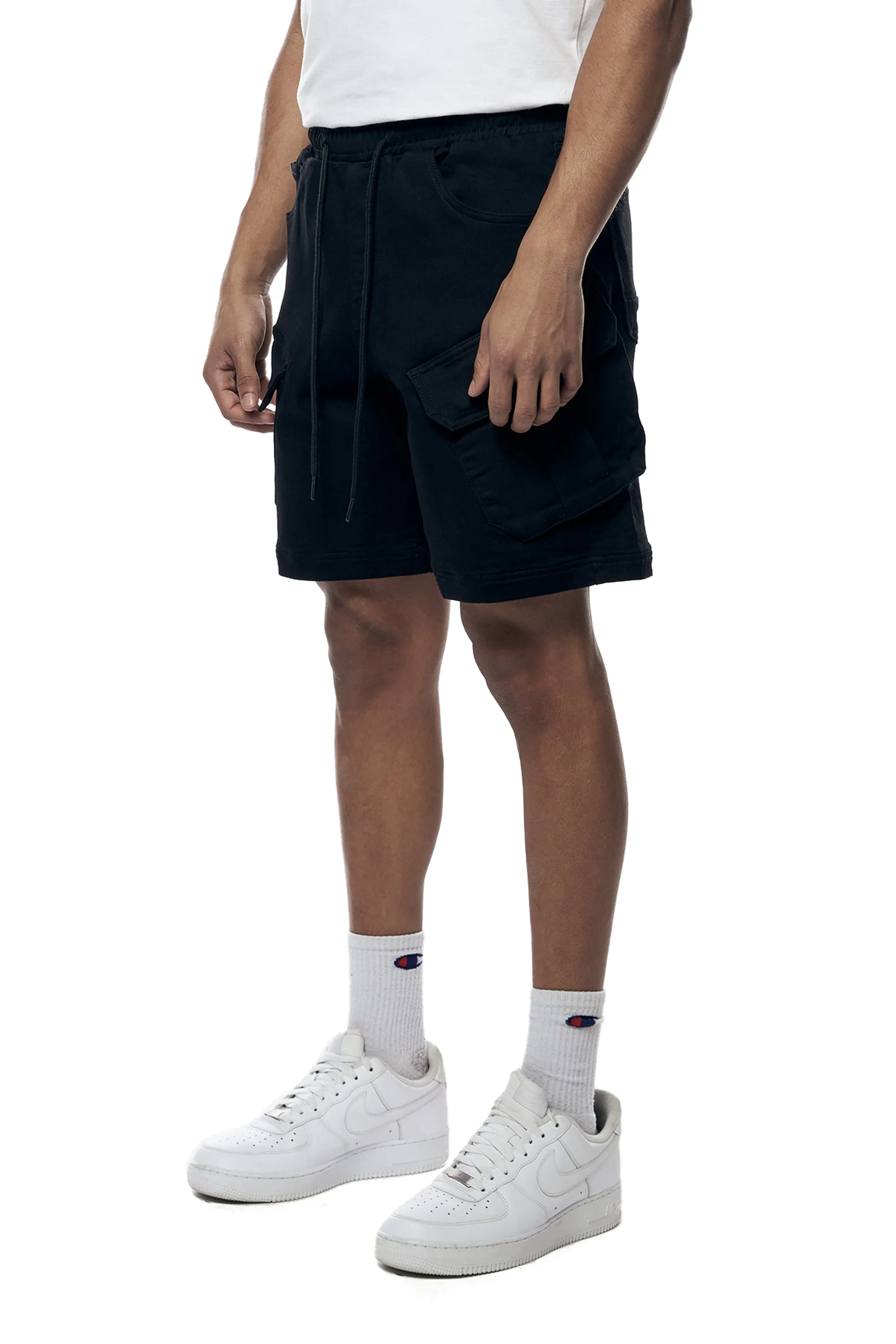 Essential Knit Twill Cargo Shorts - Black