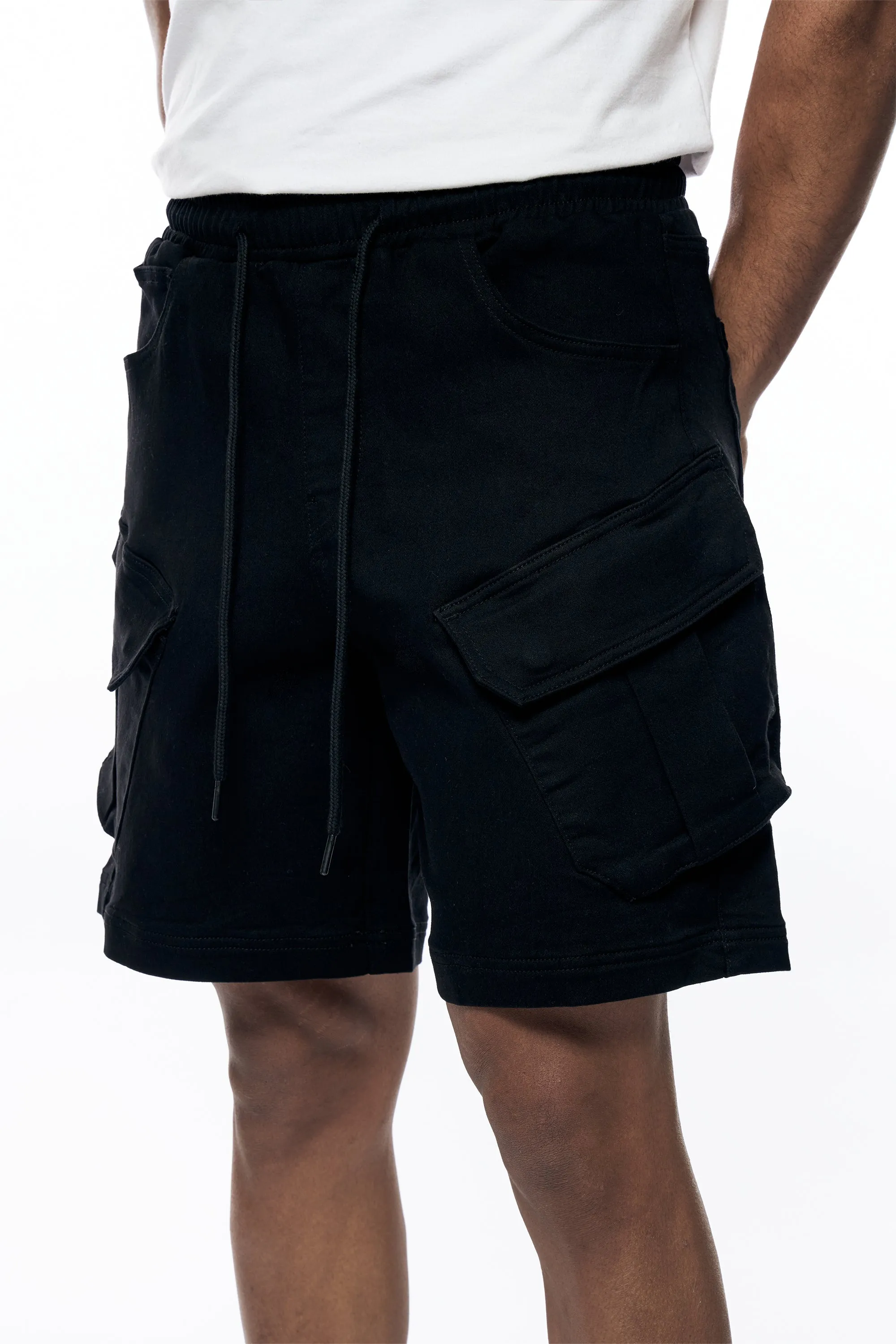 Essential Knit Twill Cargo Shorts - Black