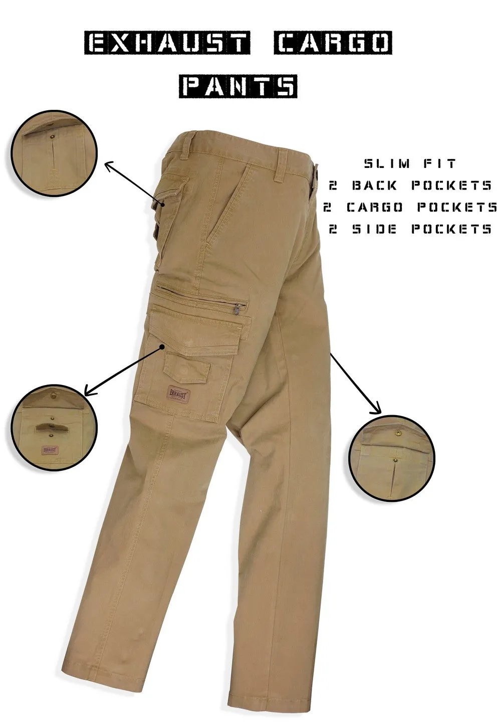 EXHAUST Stretchable Men's Cargo Long pants [Slim Fit] 1226