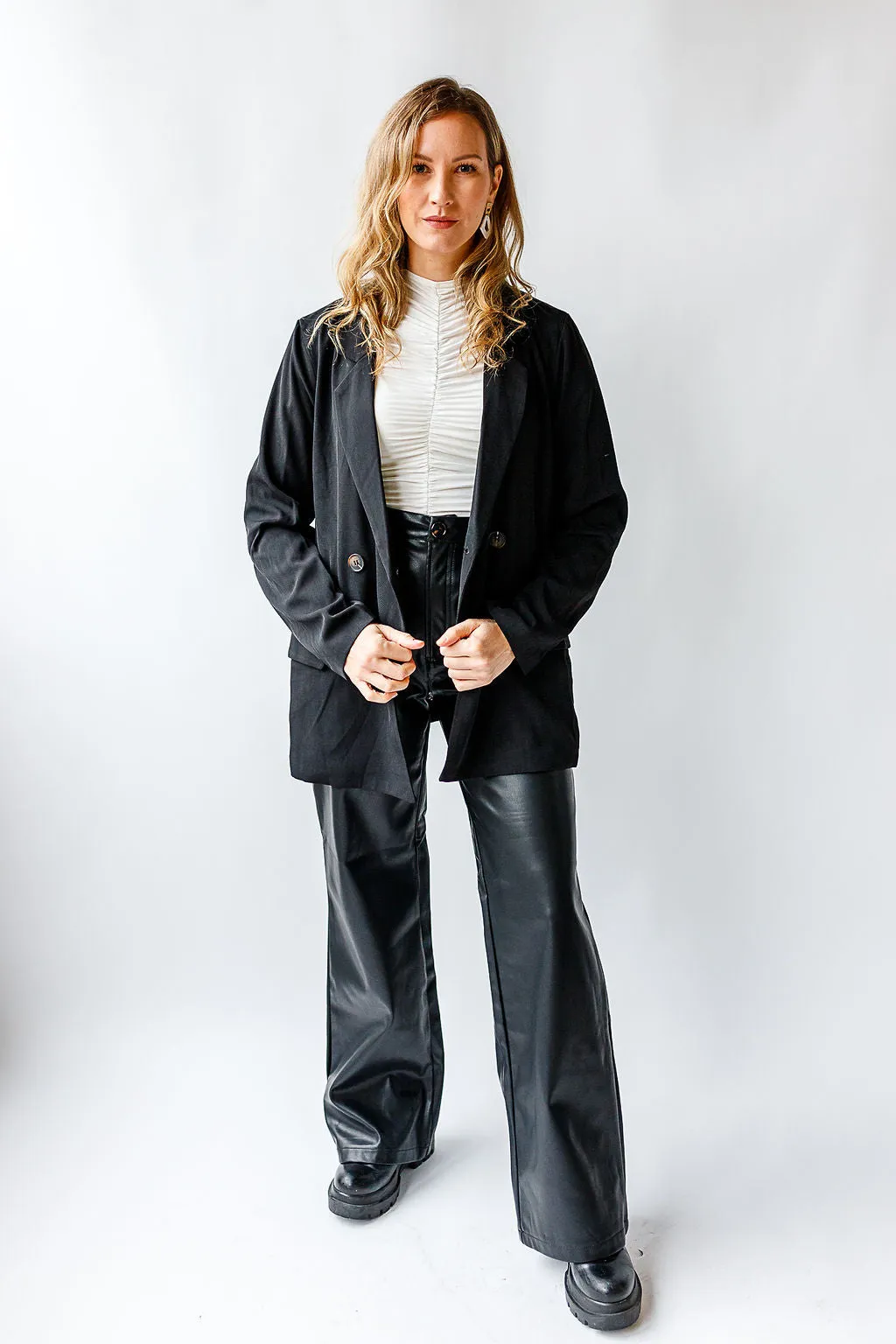 Faux Leather Wide Leg Pants