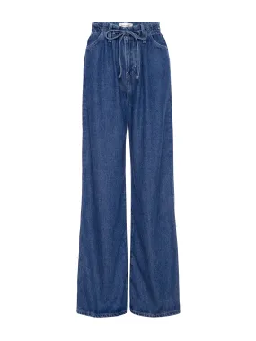 Frame Super Drape Drawstring Wide Leg Jean in Ghost