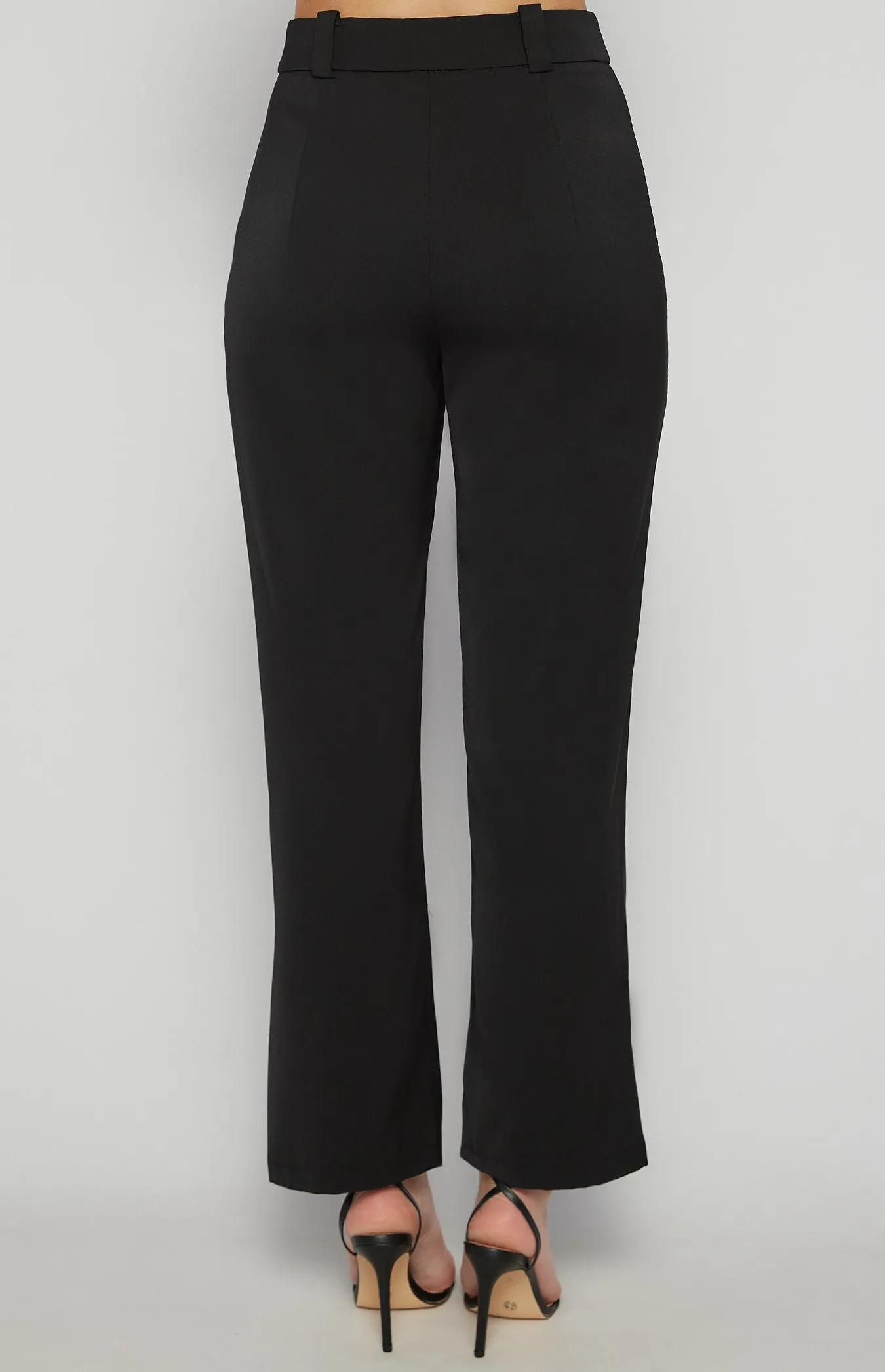 Front Seam Detail Pants Black