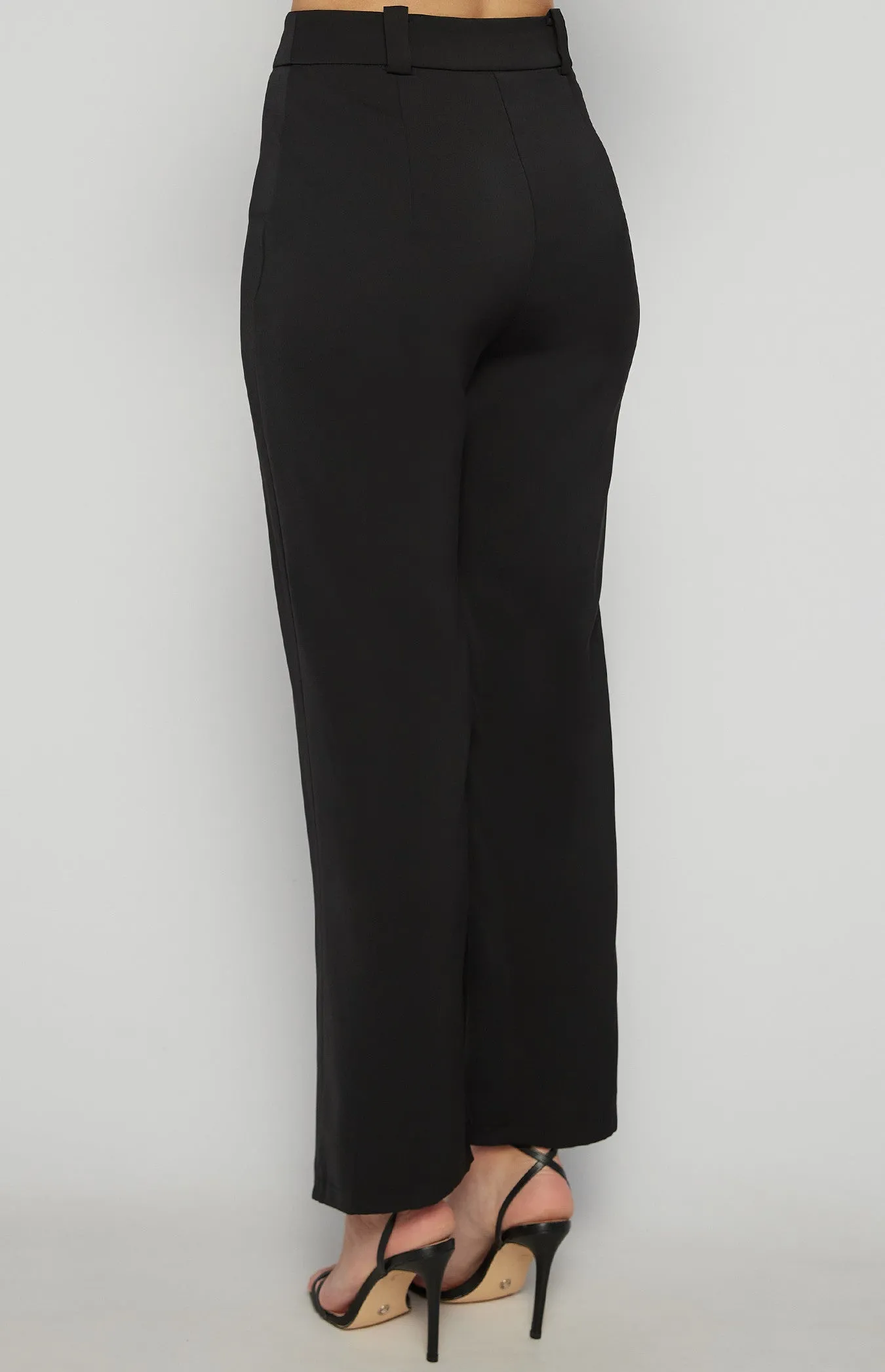 Front Seam Detail Pants Black