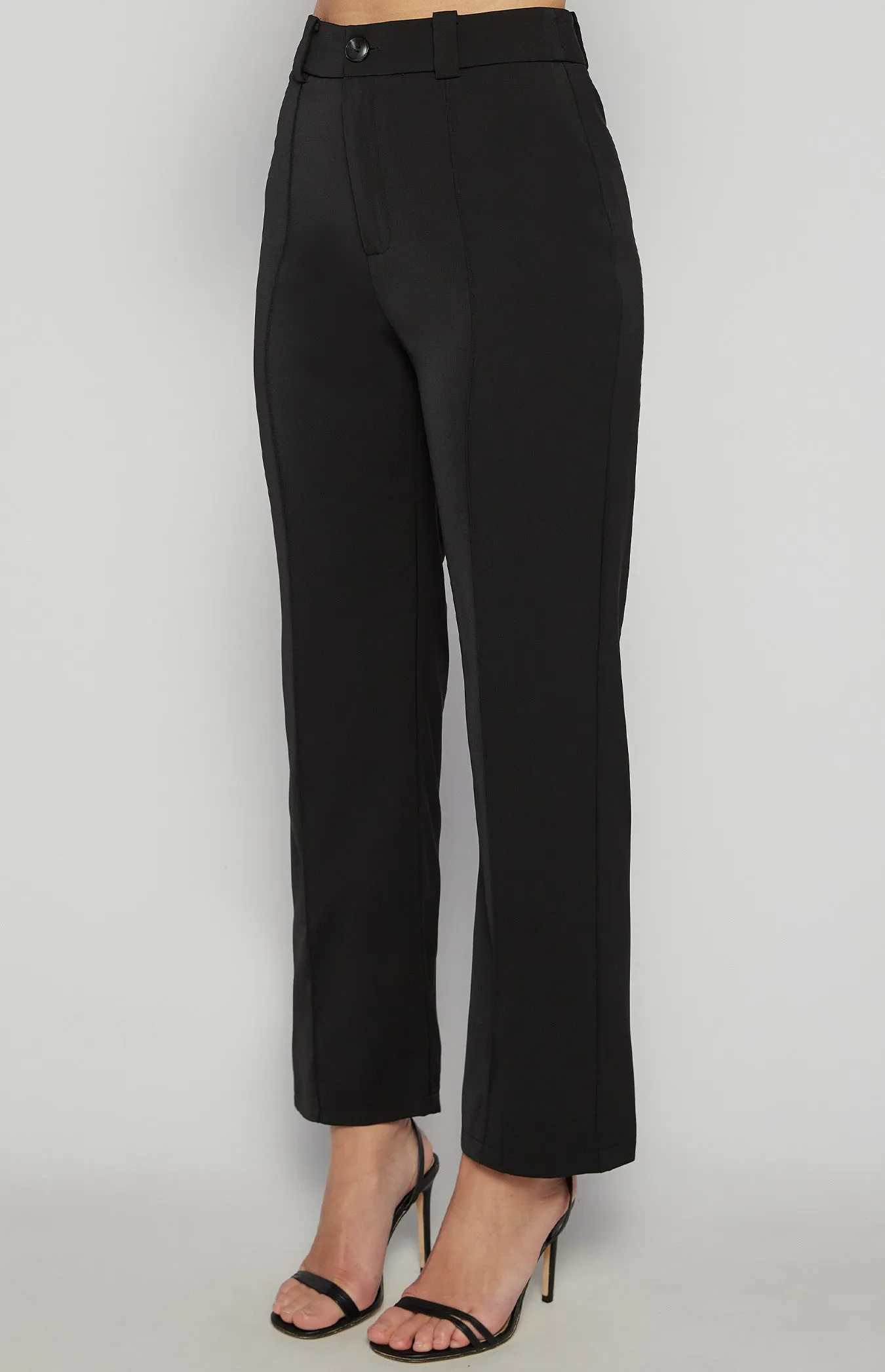 Front Seam Detail Pants Black