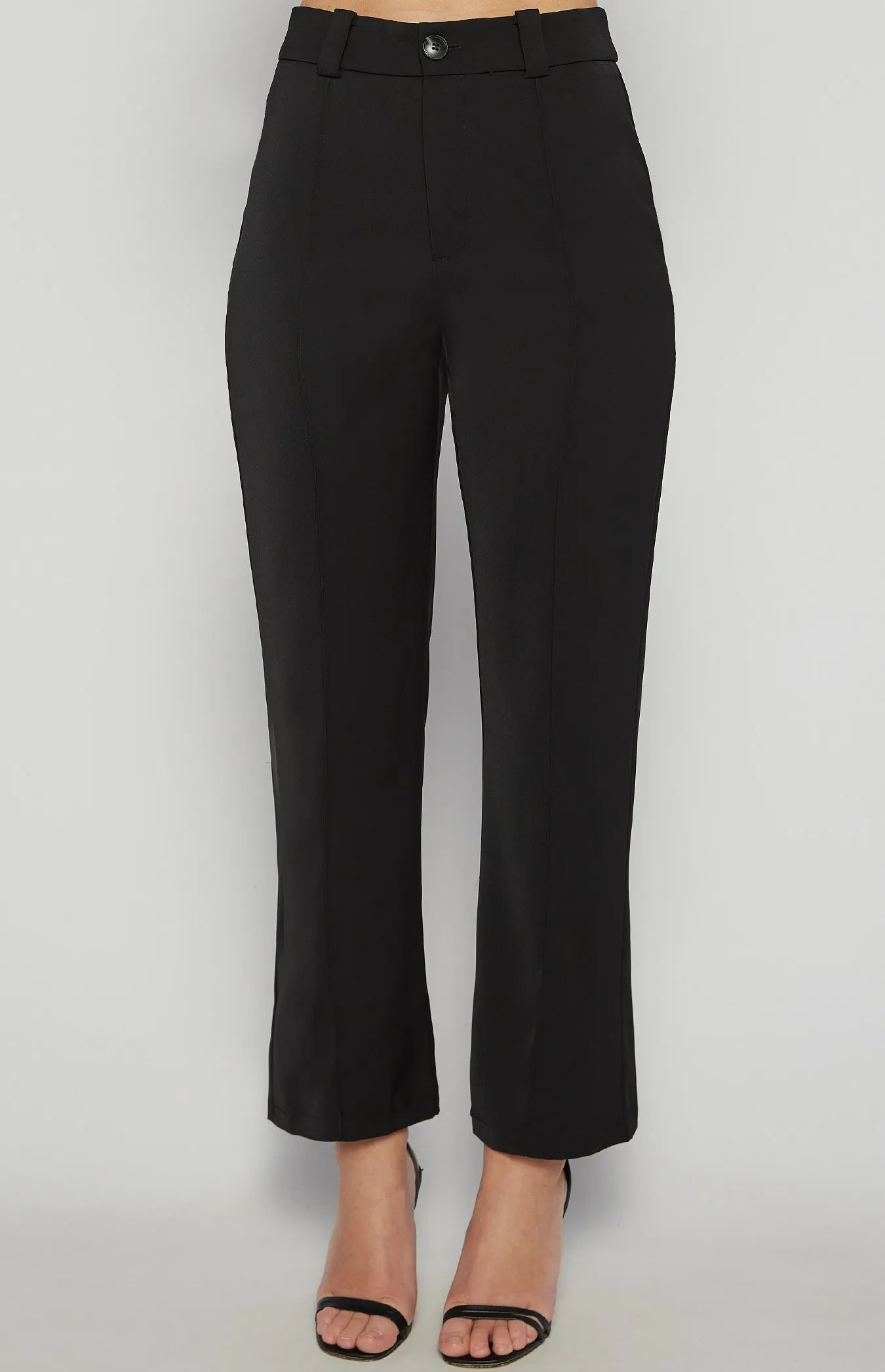 Front Seam Detail Pants Black