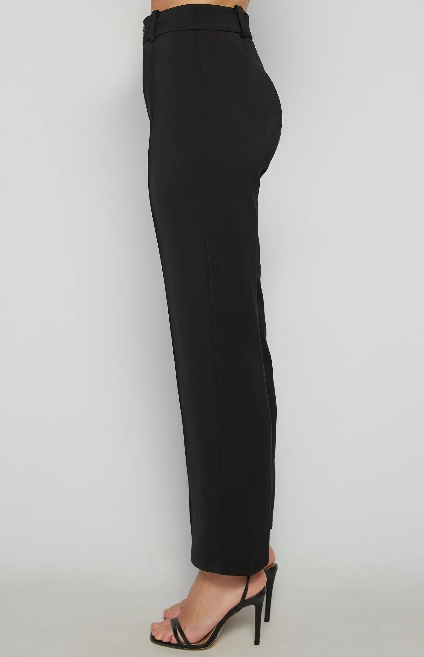 Front Seam Detail Pants Black