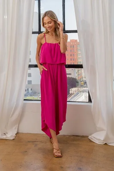 Fuchsia Sleeveless Wide Leg Jumpsuit (Online Exclusive)