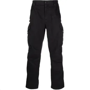 GARMENT DYED SATIN STRETCH CARGO PANTS BLACK