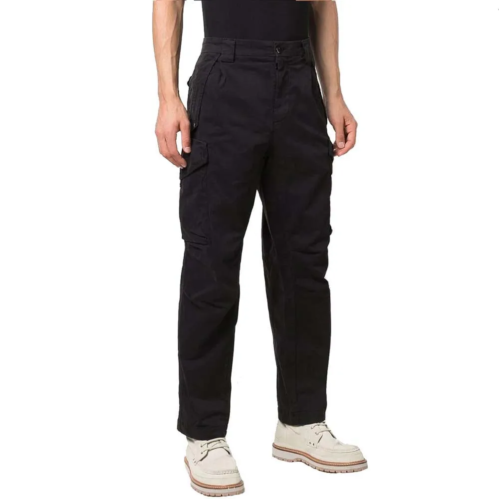 GARMENT DYED SATIN STRETCH CARGO PANTS BLACK