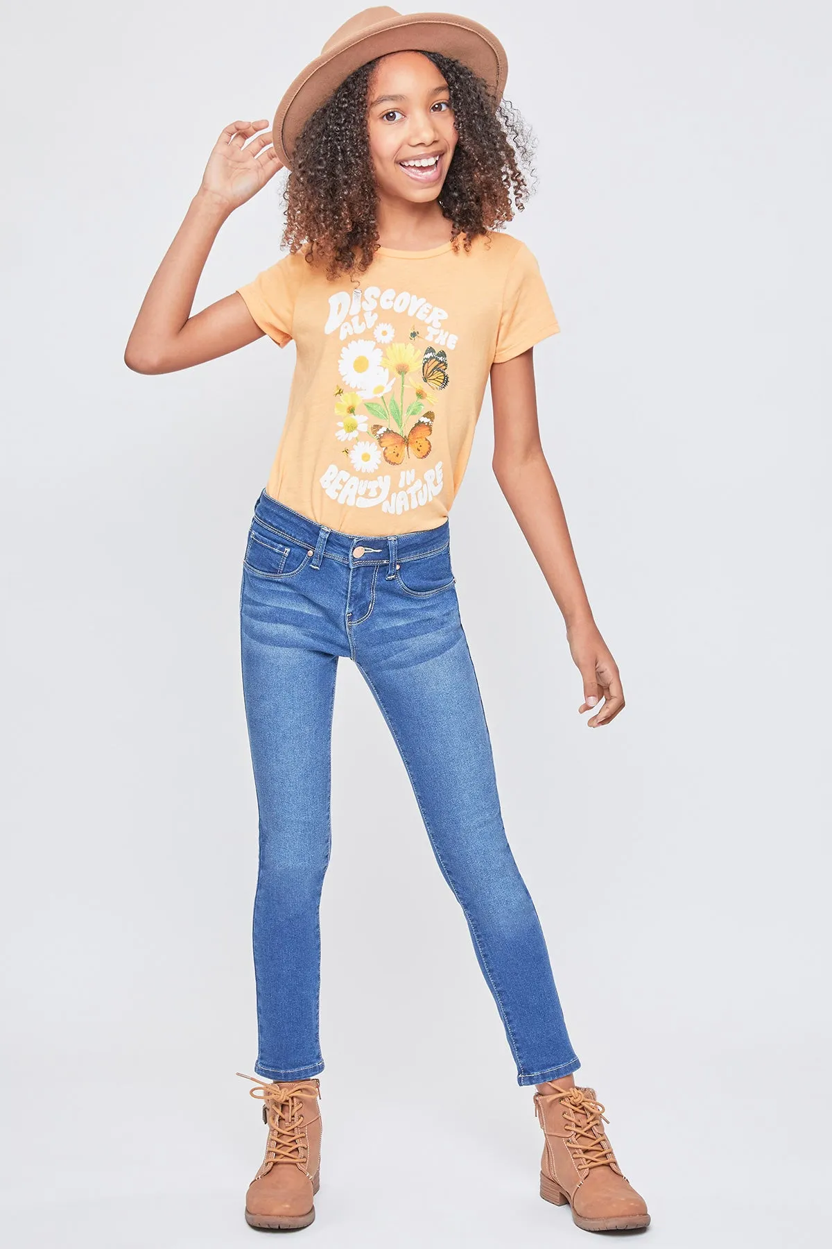 Girls Essential Skinny Jeans With Faux Front Pockets