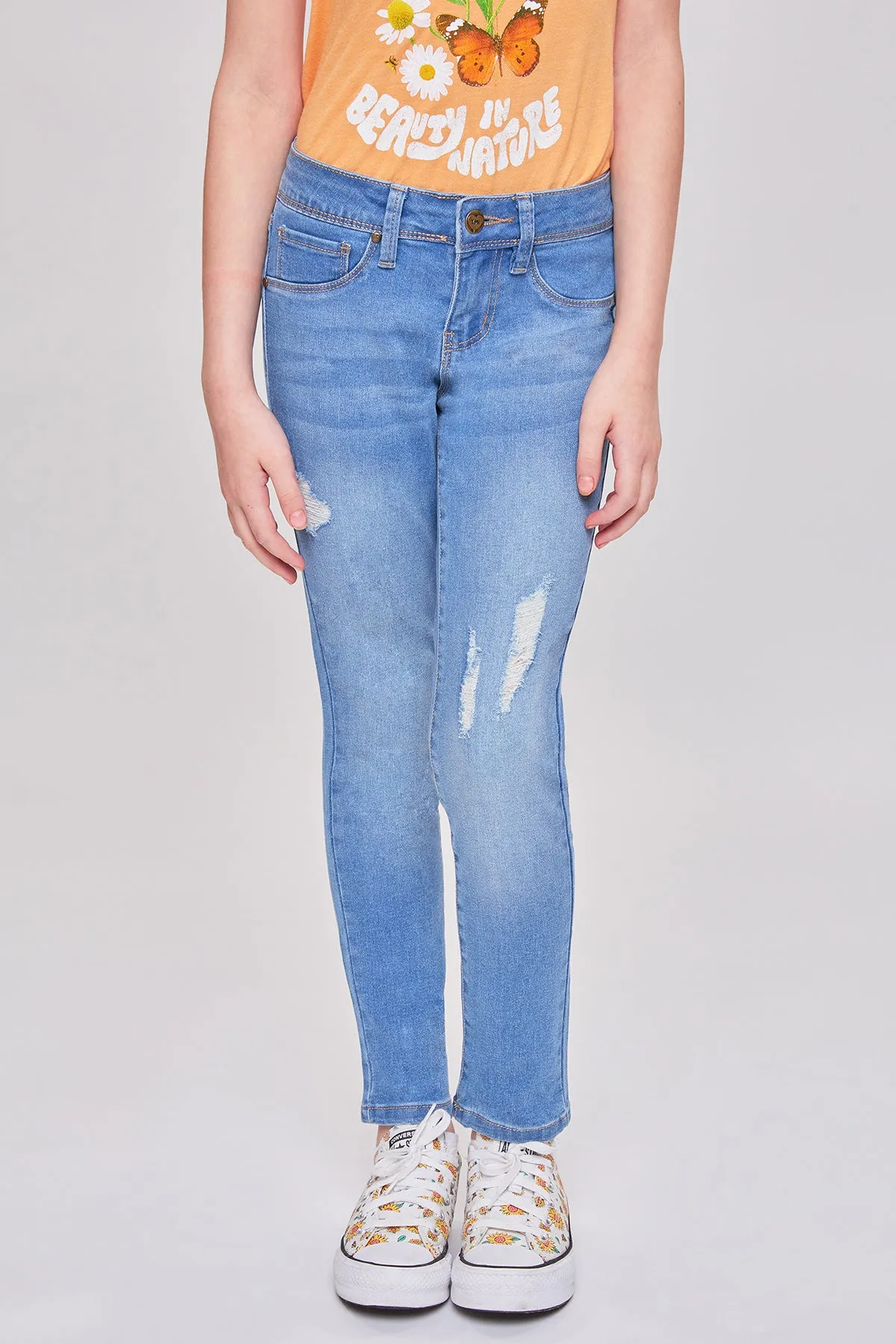 Girls Essential Skinny Jeans With Faux Front Pockets