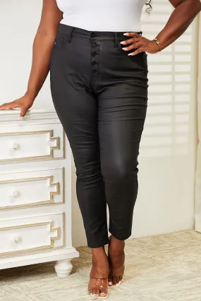 High Rise Black Coated Skinny Jeans (0 - 22W)