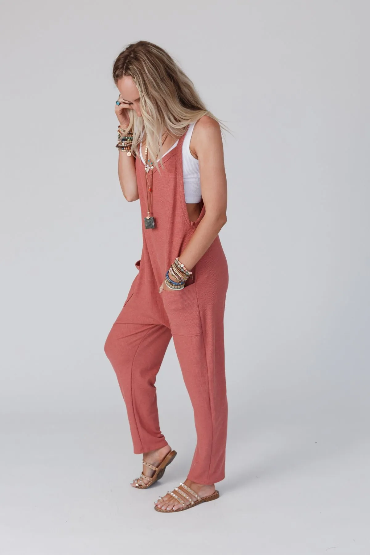 Hot Shot Harem Jumpsuit - Rust