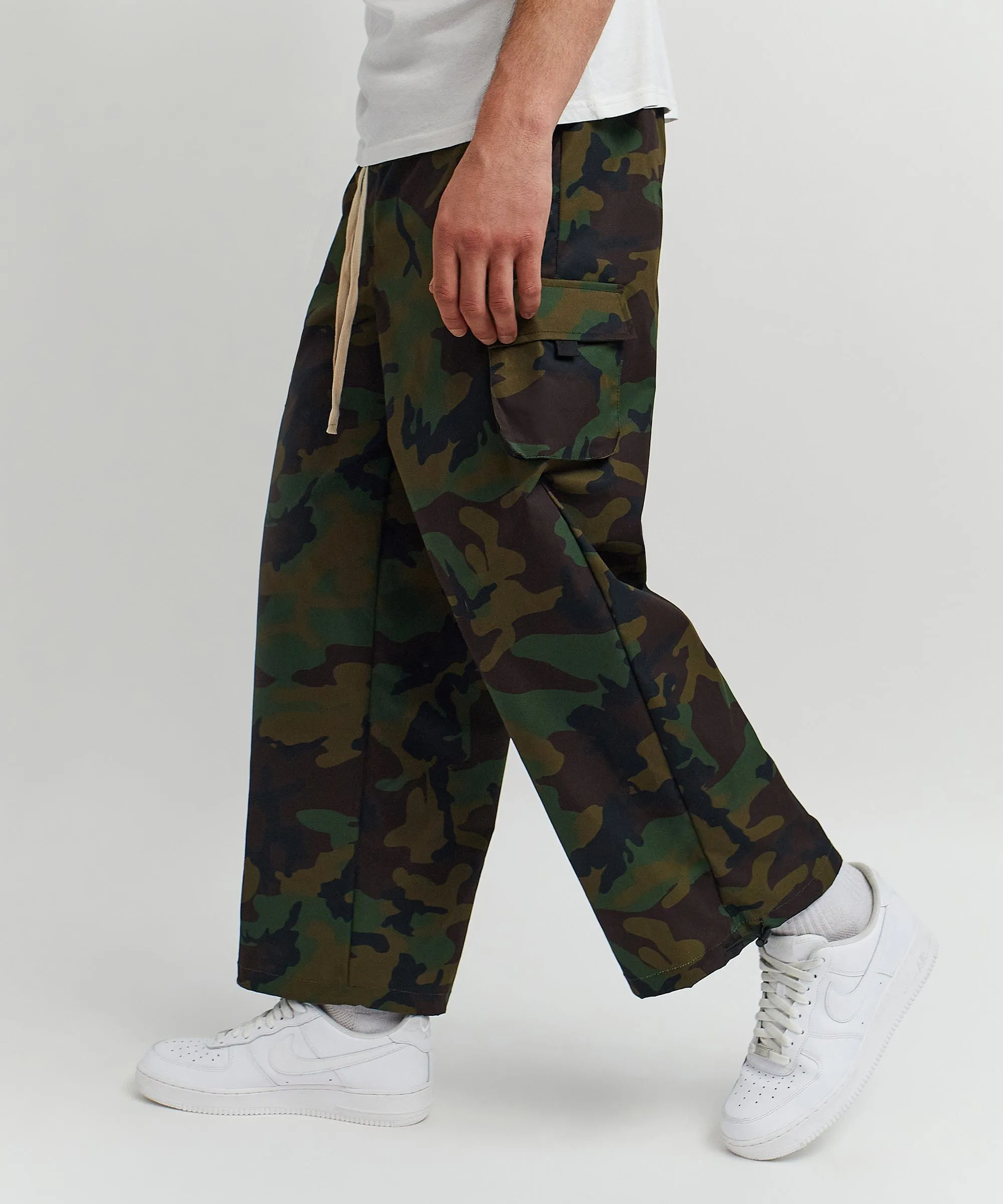 Infantry Parachute Wide Leg Nylon Pants - Camo