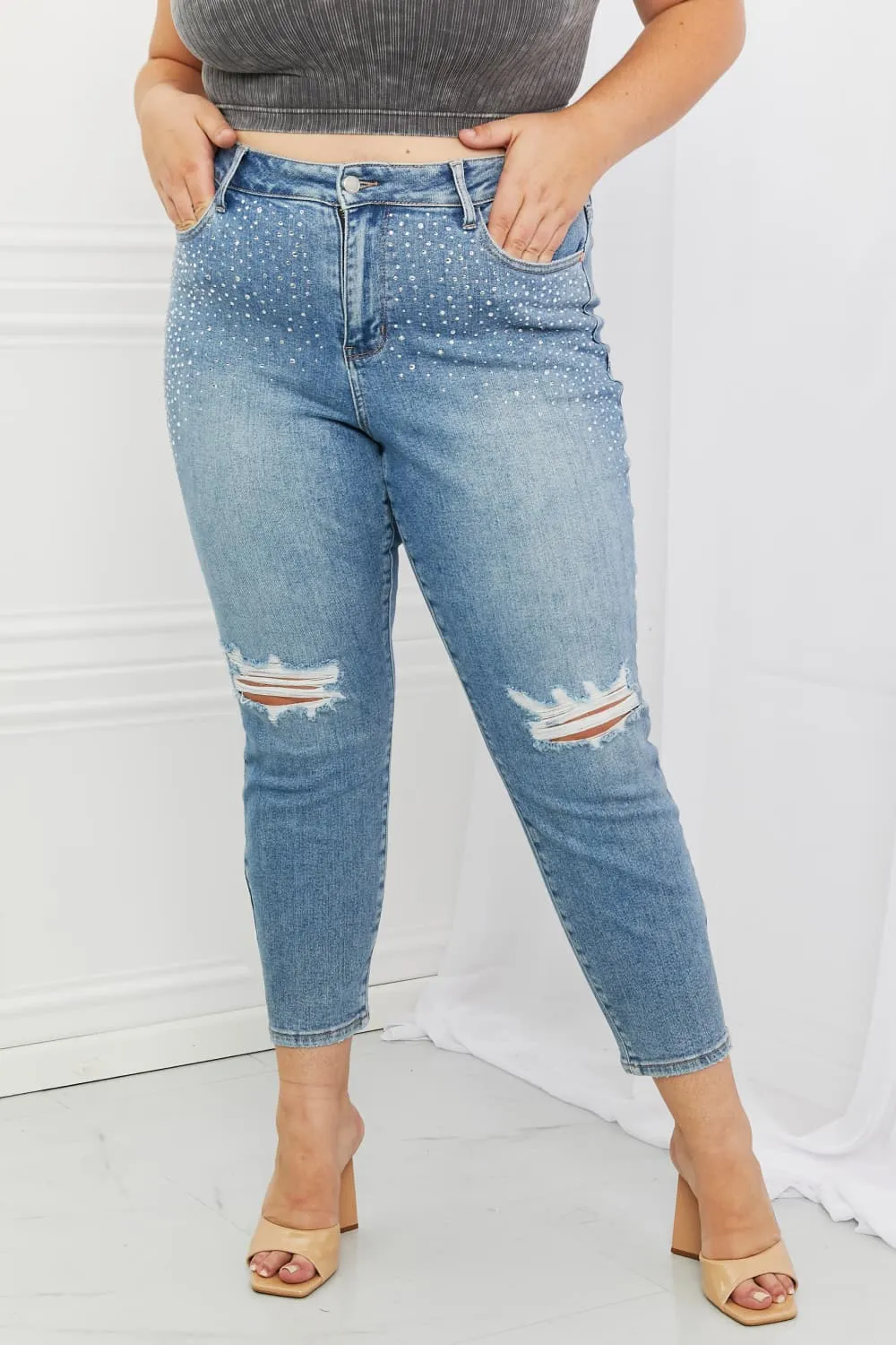 Judy Blue Kate Full Size Slim Fit Rhinestone Jeans