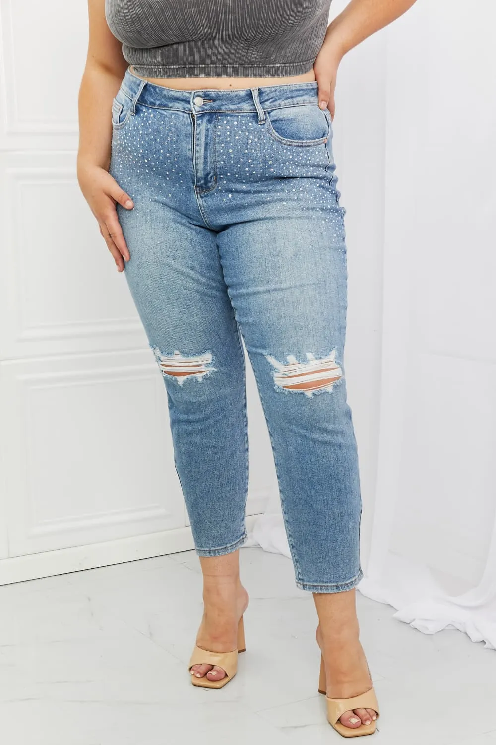 Judy Blue Kate Full Size Slim Fit Rhinestone Jeans