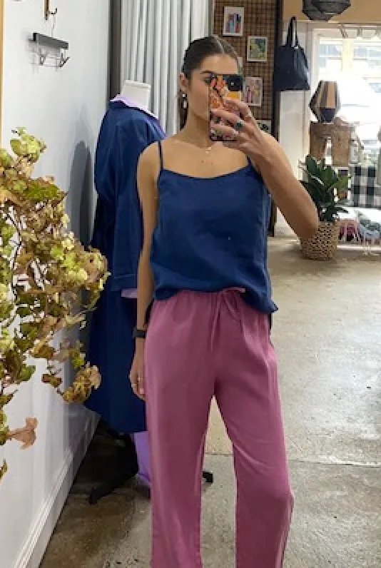 Linen Pyjama Pant - Fuchsia