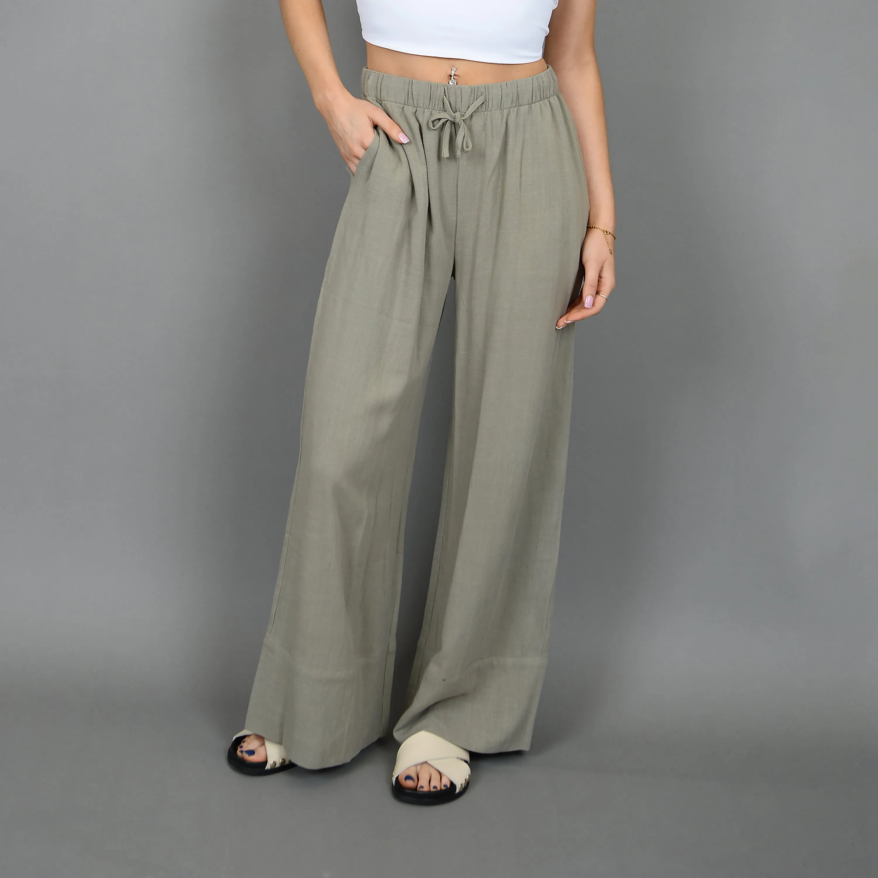 Lola's Room Linen Blend Wide Leg Pants