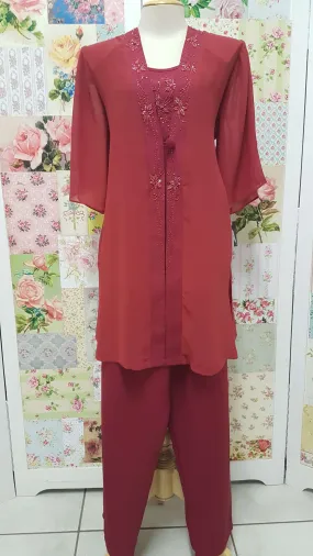 Maroon 3-Piece Pants Set HE042