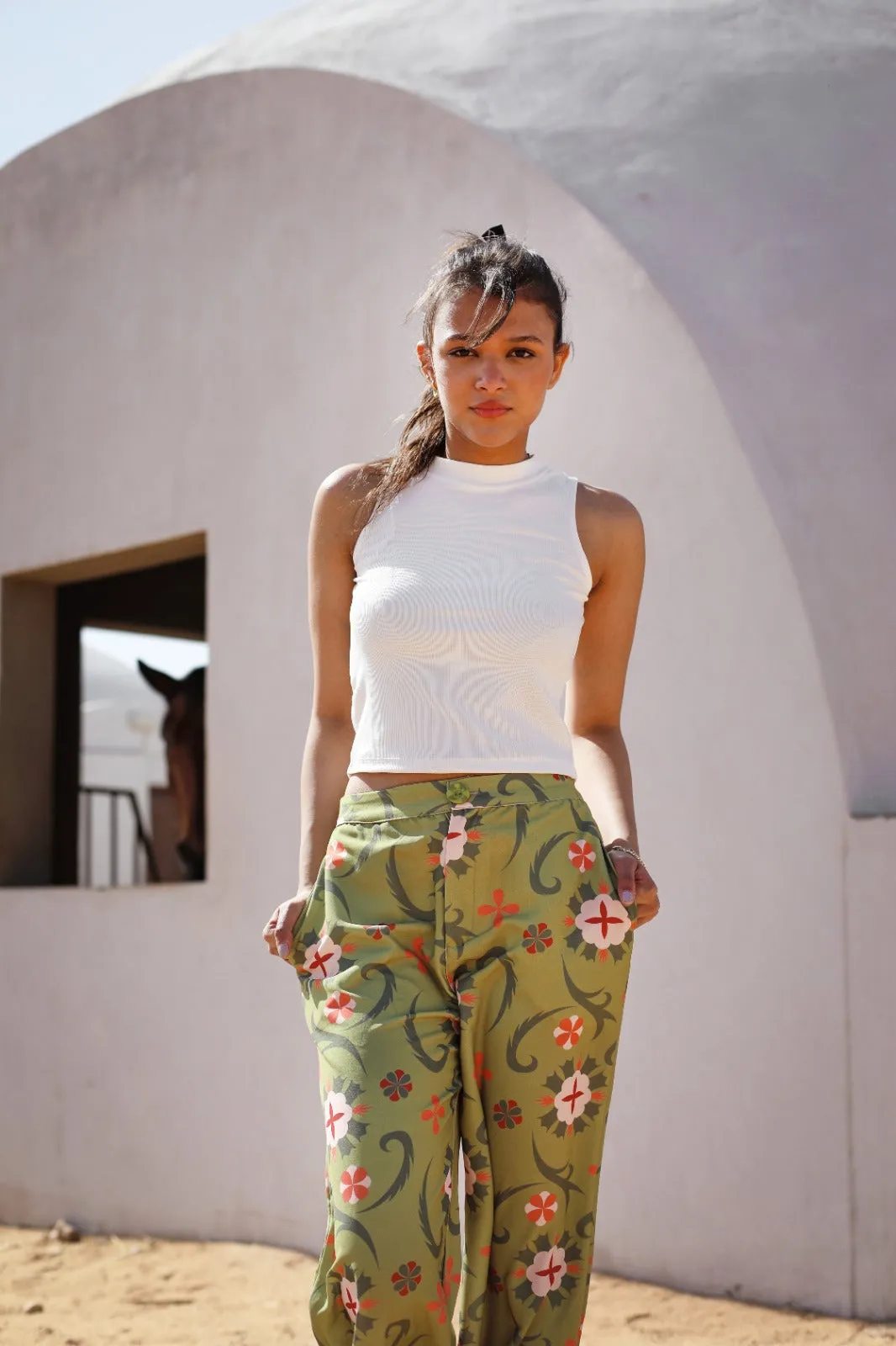 Marrakesh Inspired Green Crepe Pants