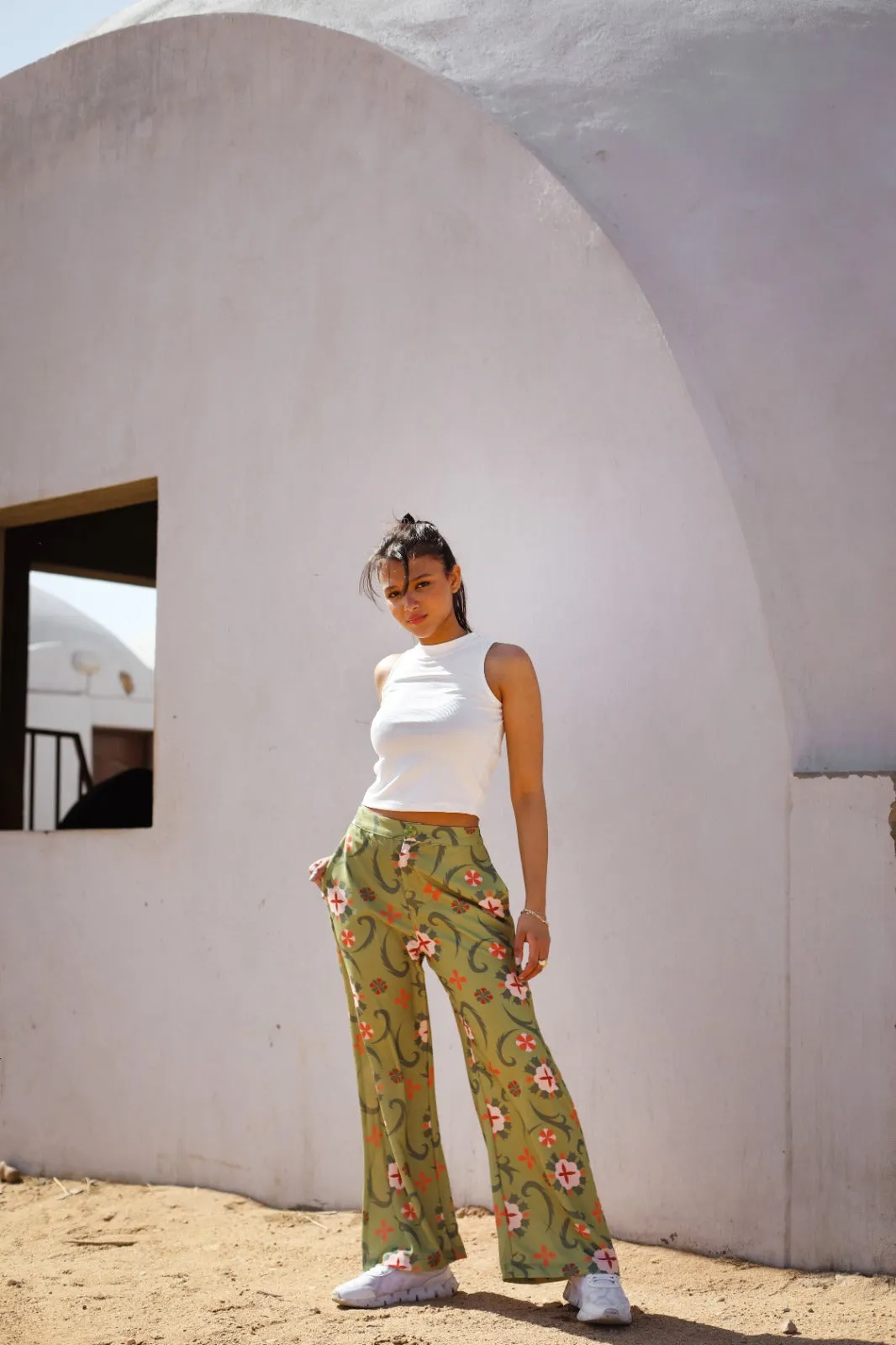 Marrakesh Inspired Green Crepe Pants