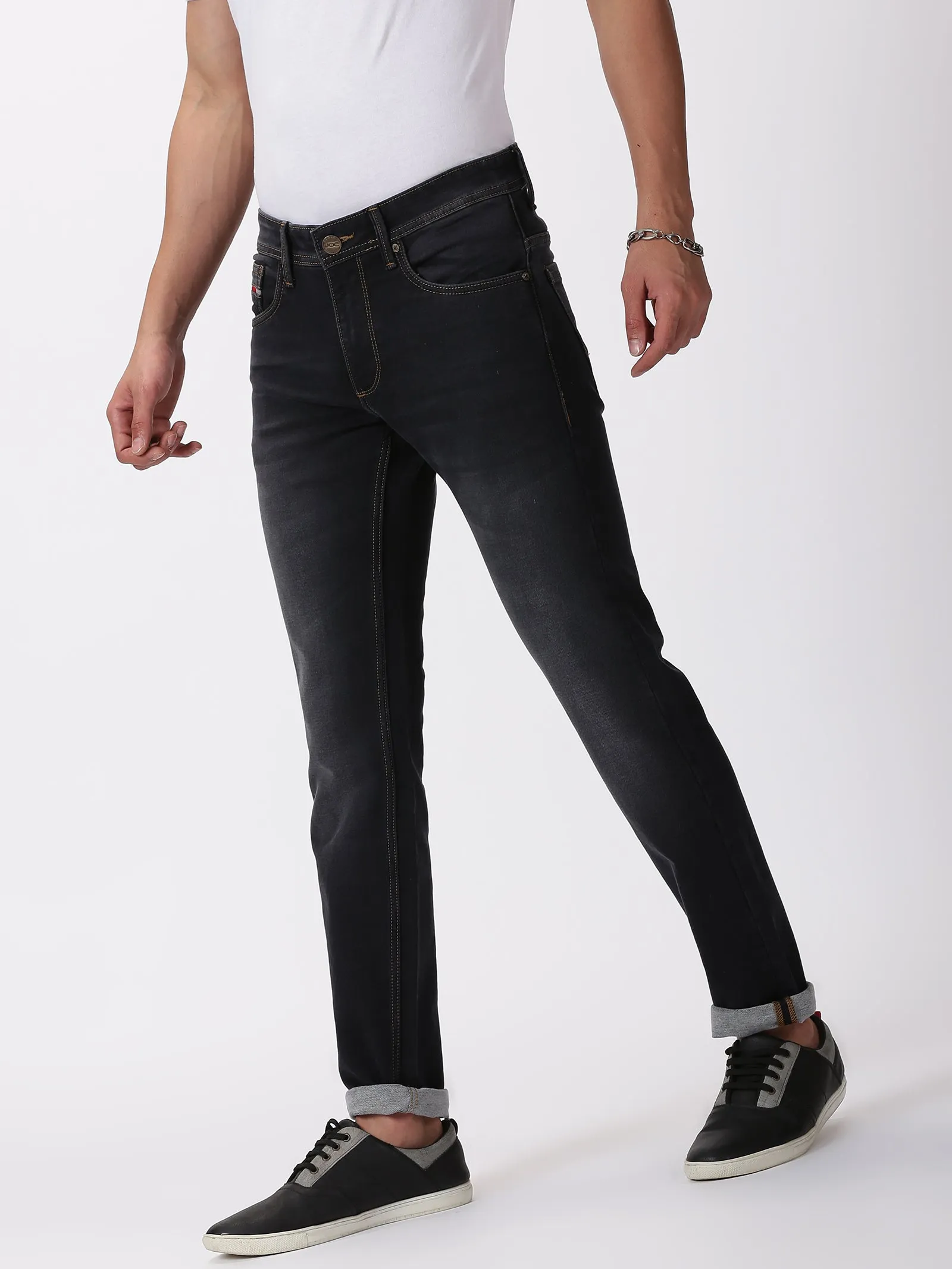 MEN'S DK GREY SOLID JASON FIT JEANS