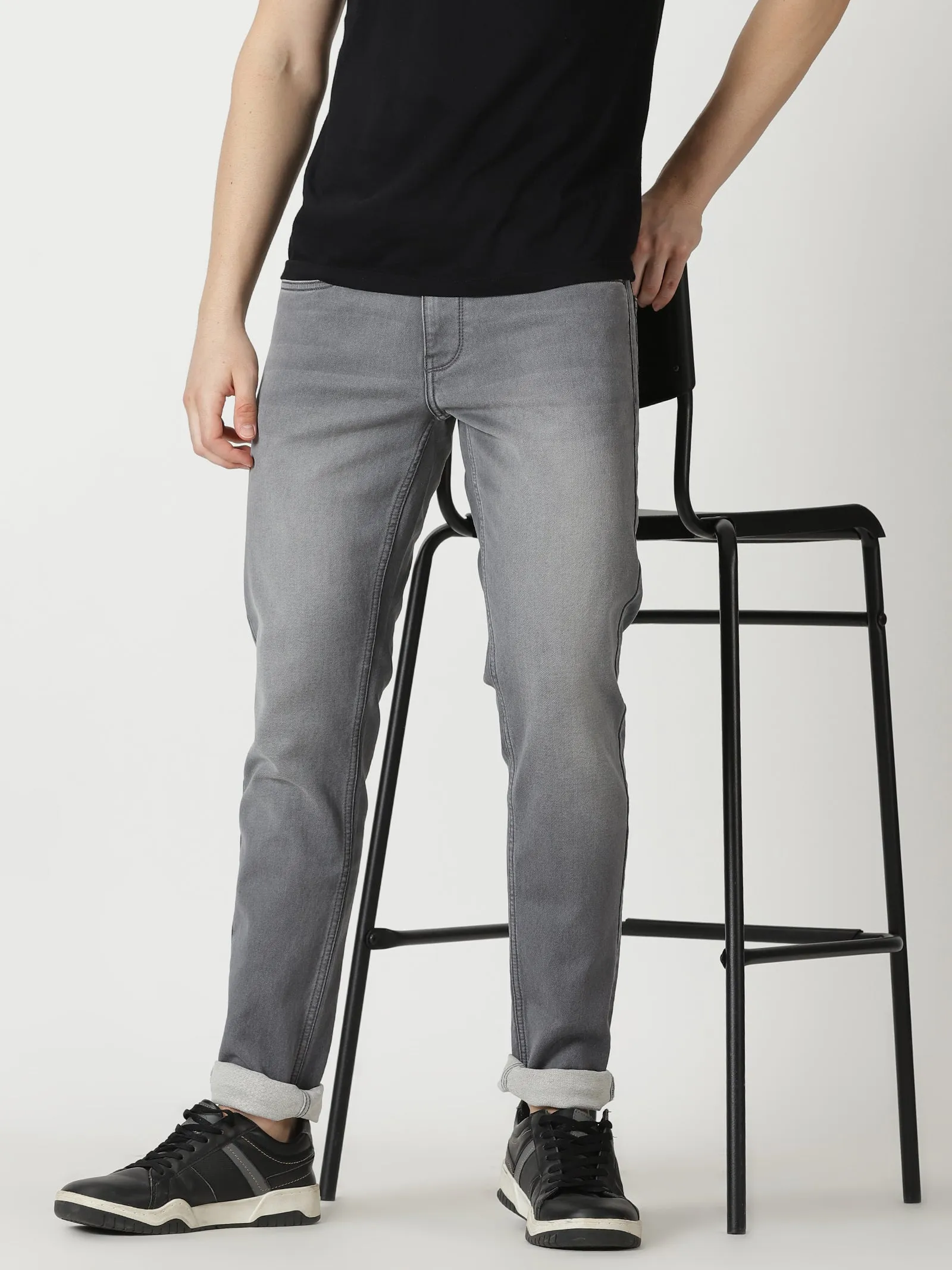 MEN'S  GREY SOLID JASON FIT JEANS