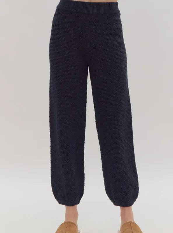 Navy Textured Pant