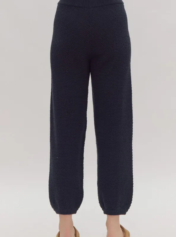 Navy Textured Pant