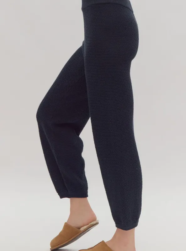 Navy Textured Pant