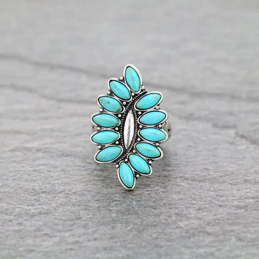 Ova western turquoise ring