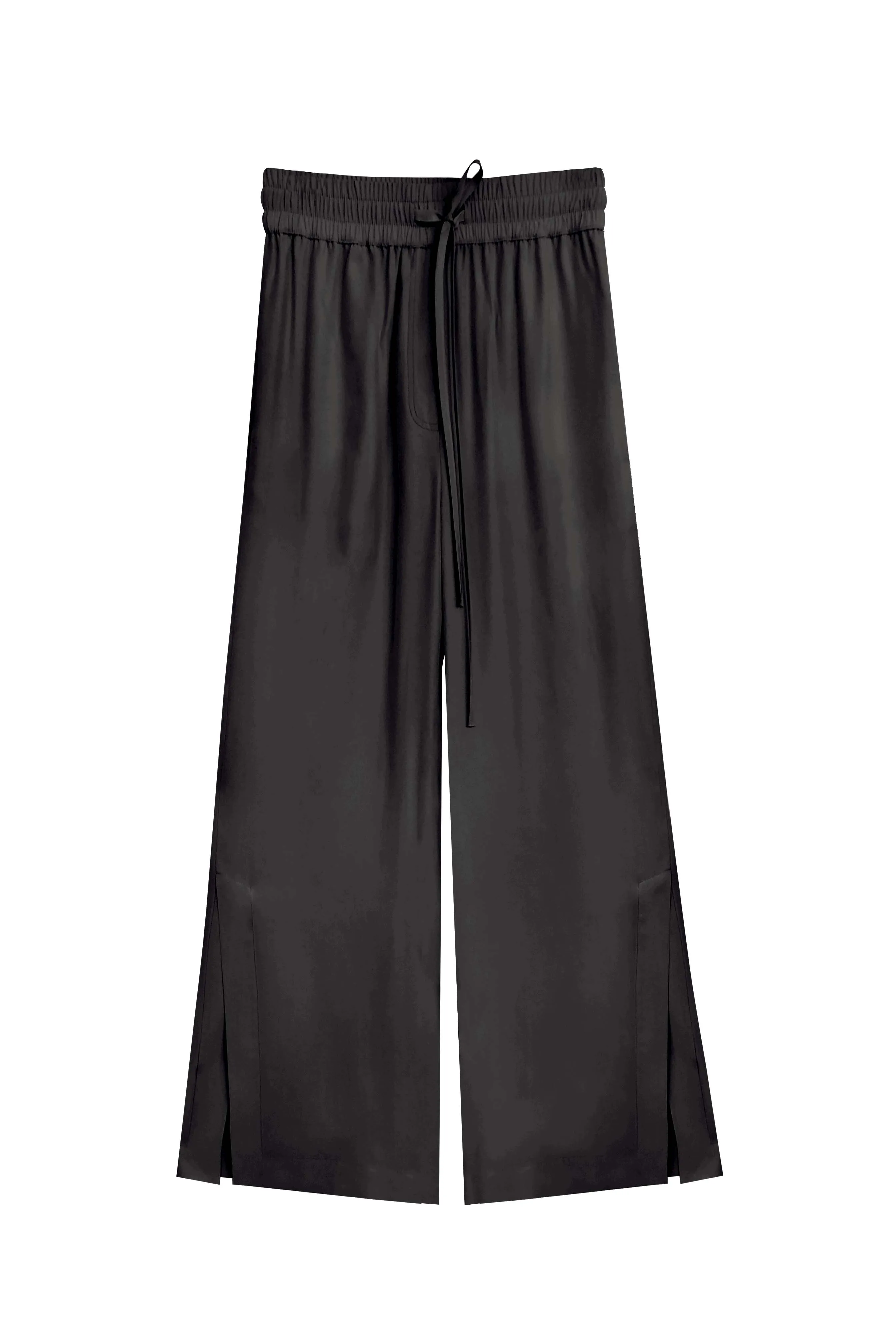 Pajama Wide Leg Silk Pants - Black