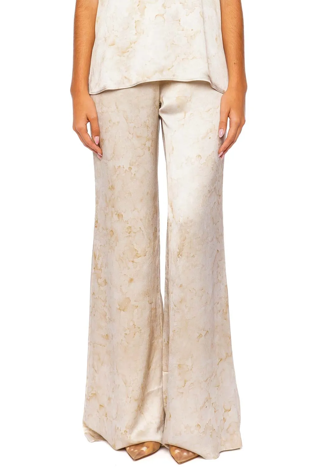 Palmero Cream Abstract Wide Leg Pant