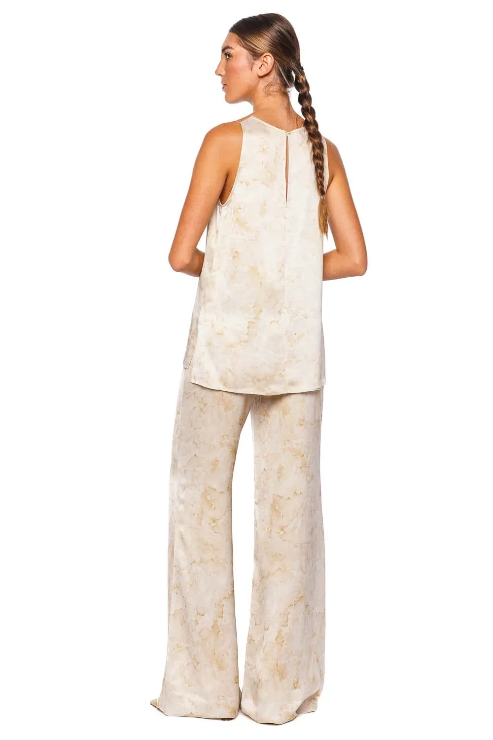 Palmero Cream Abstract Wide Leg Pant