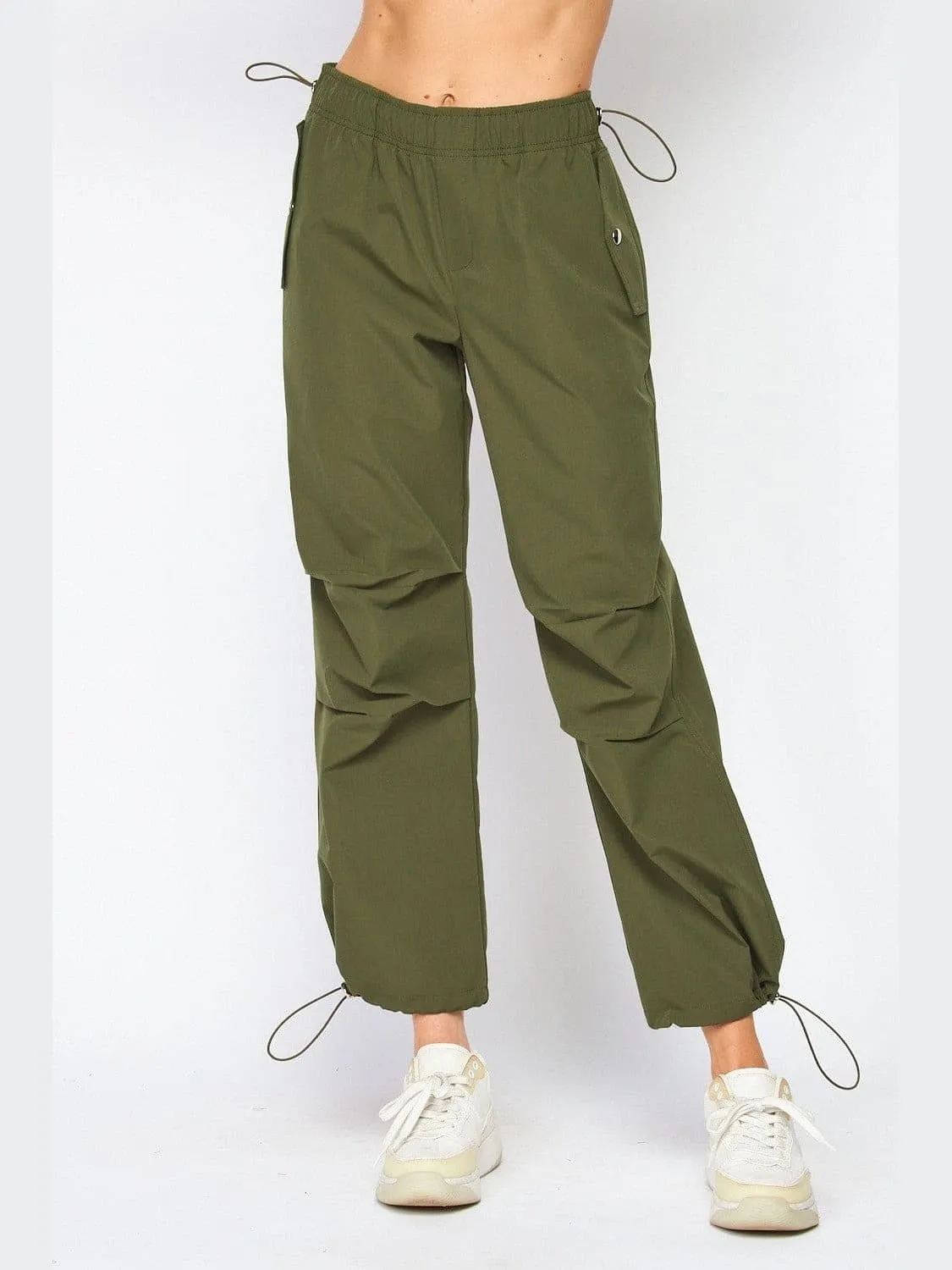 Parachute Cargo Toggle Waist Sweatpants w/ Pocket