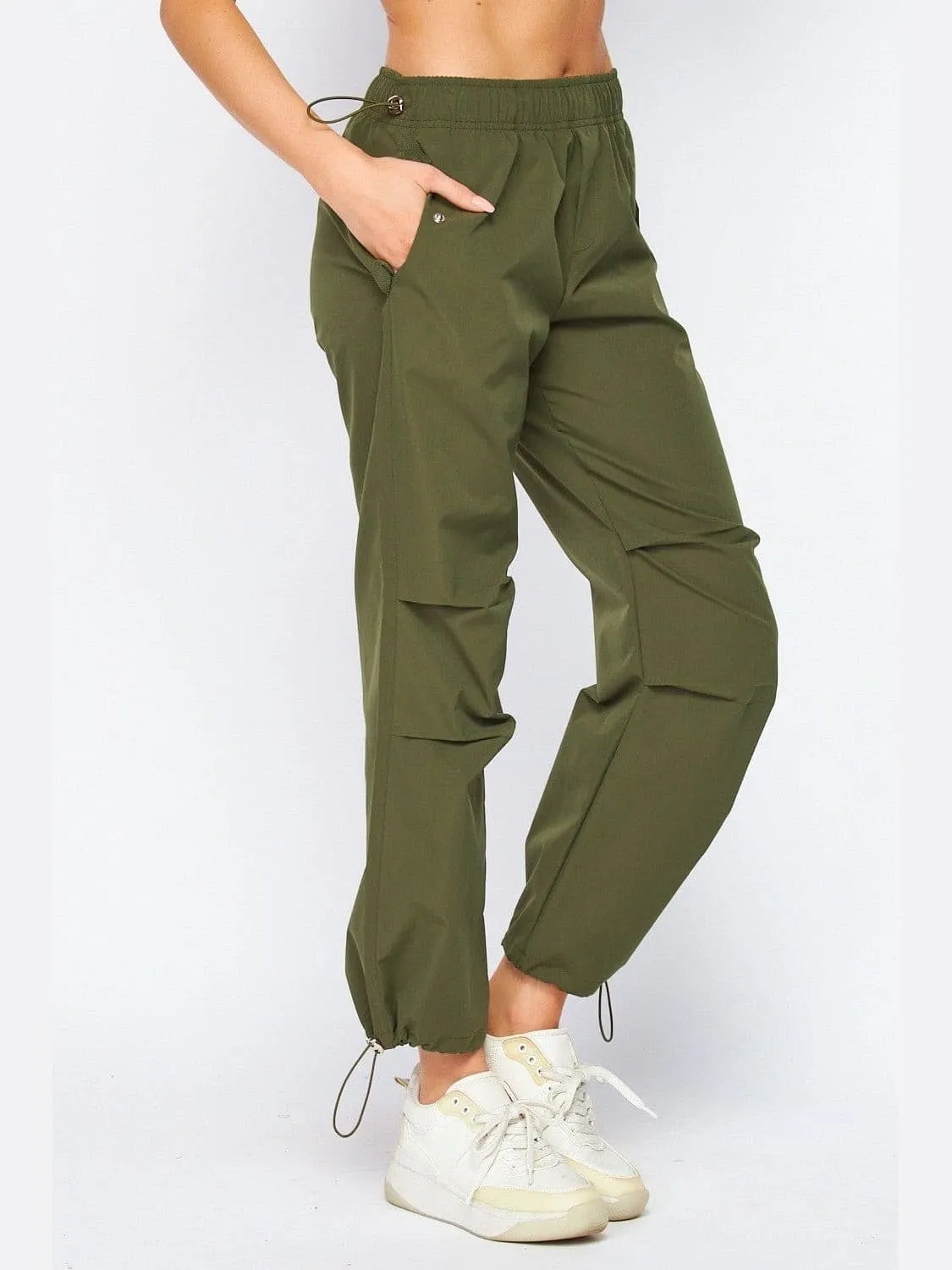 Parachute Cargo Toggle Waist Sweatpants w/ Pocket