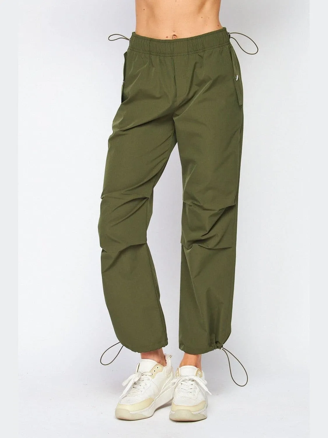 Parachute Cargo Toggle Waist Sweatpants w/ Pocket