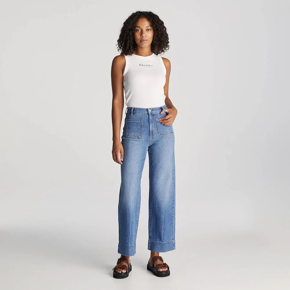 Petite | Hi Wide Leg Jean | Bay Blue