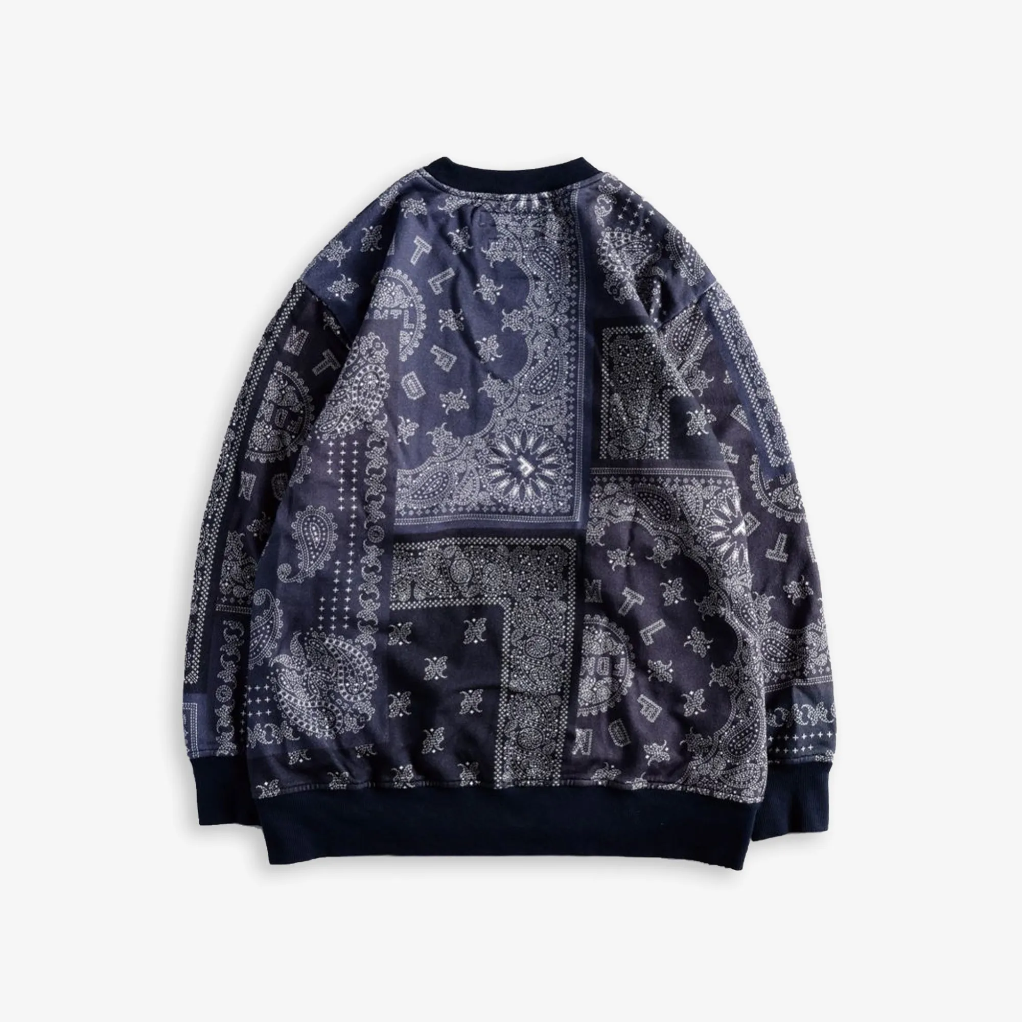 PRINTED PATCHWORK SWEAT SHIRT 'NAVY'