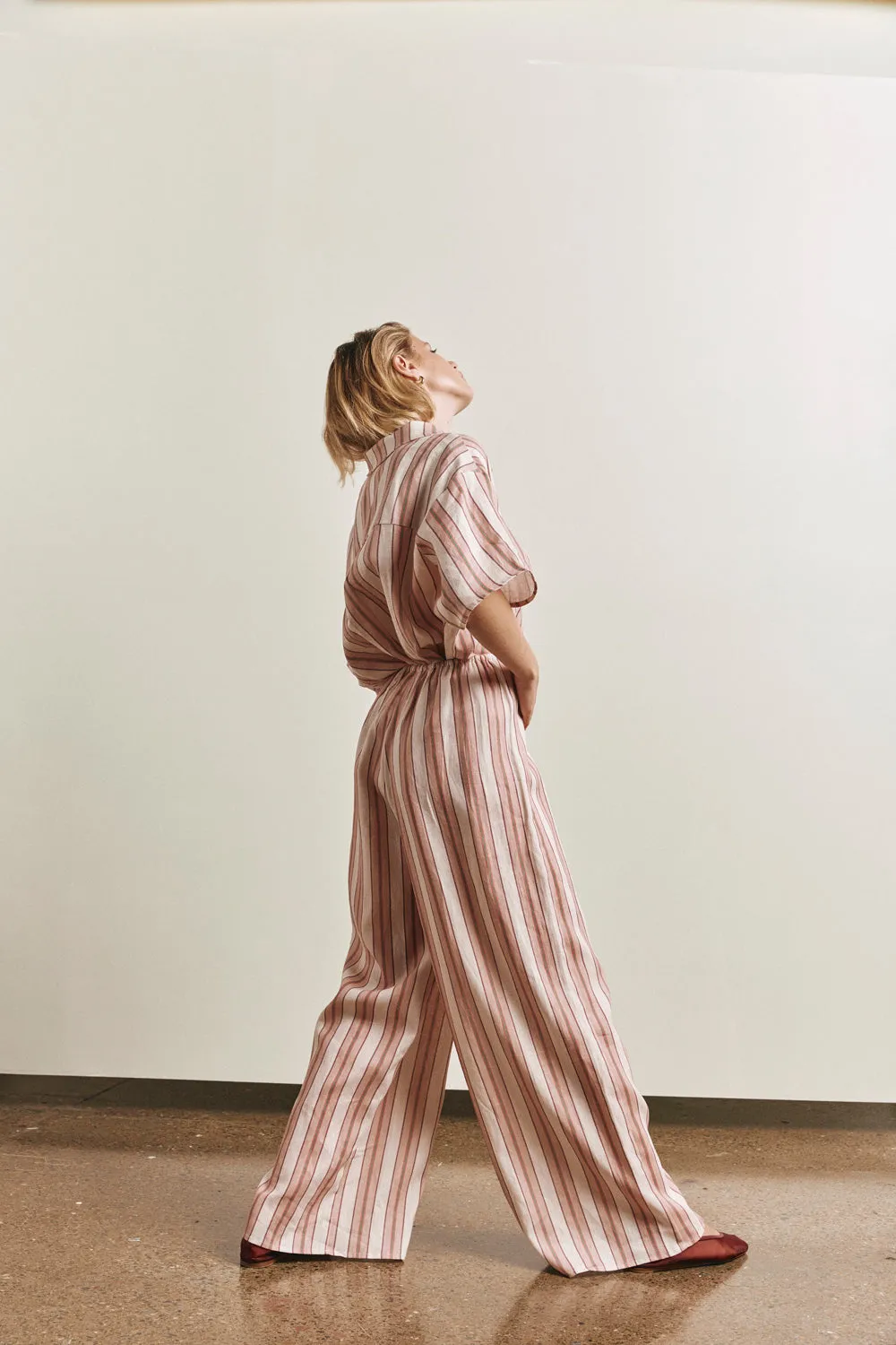 Raya Linen Pants Pink Stripe