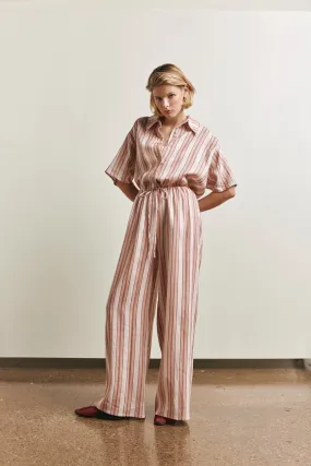 Raya Linen Pants Pink Stripe