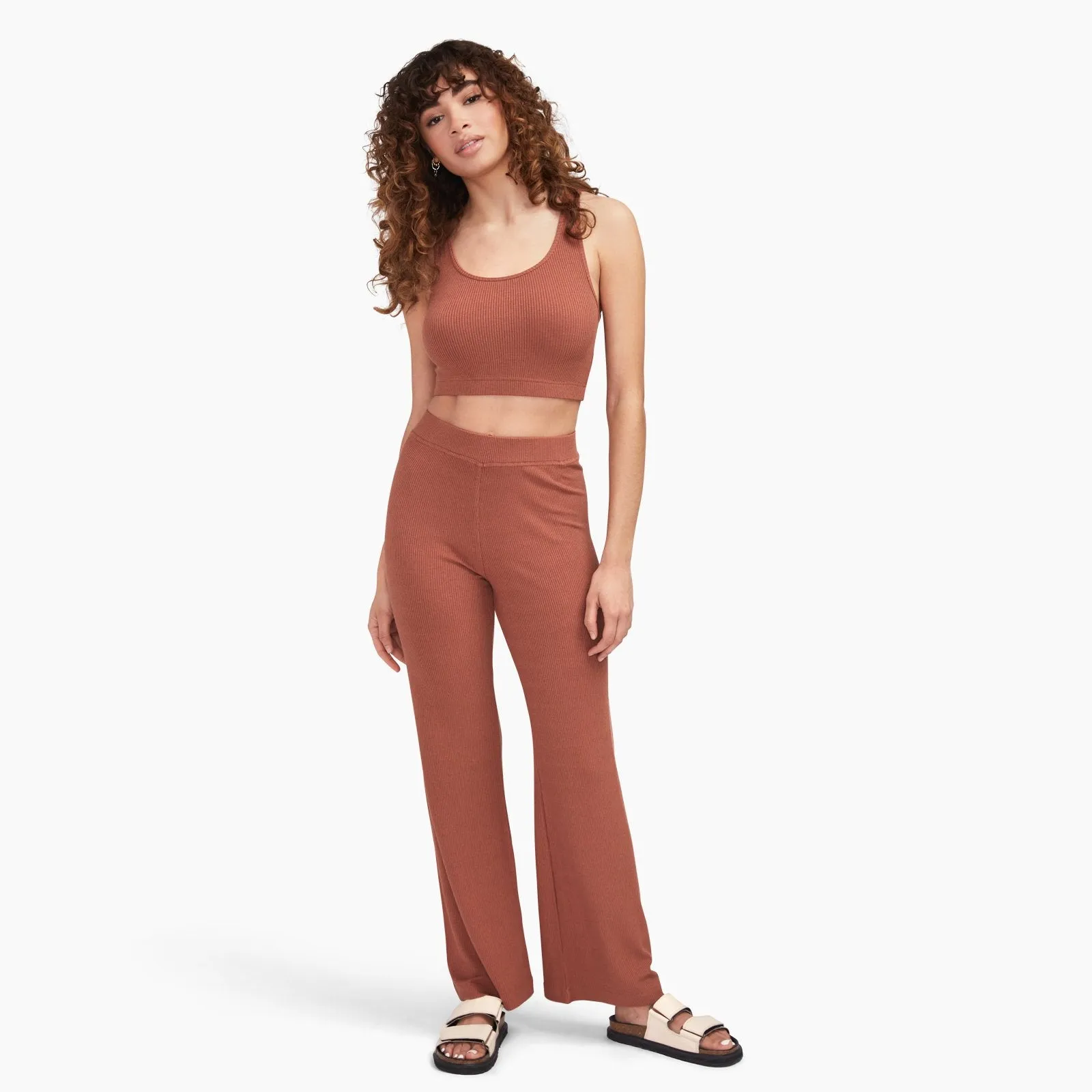 Ribbed Lightweight Wide Leg Pants