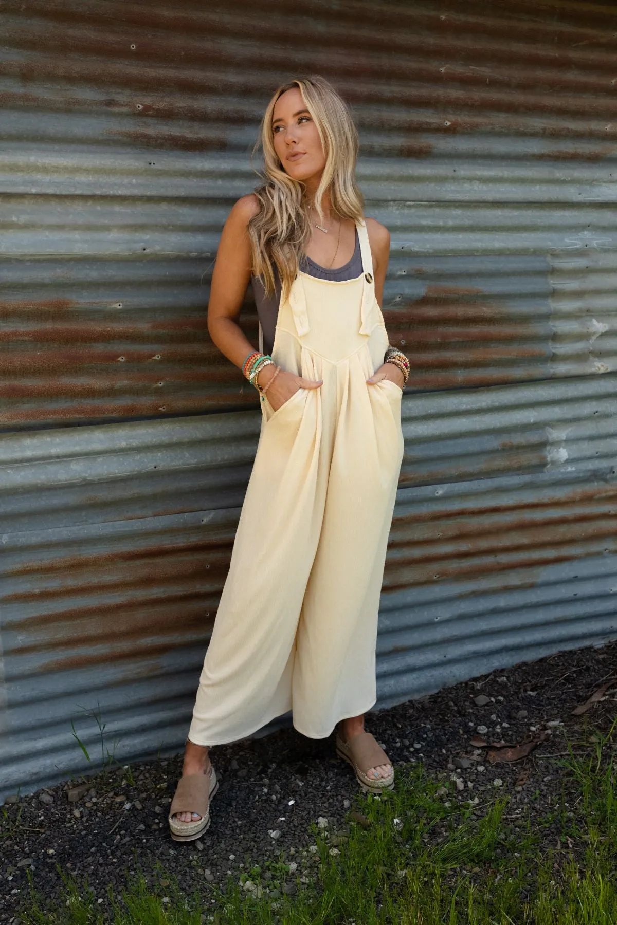 Serenity Wide Leg Jumpsuit - Cream