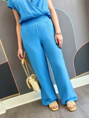 Smocked Waist Wide Leg Pant